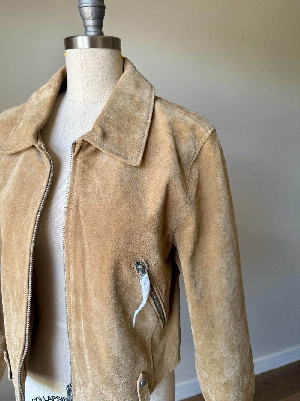 Blank NYC Suede Moto Jacket | Tan Nude Leather Bomber | Size Large | NWT - Picture 7 of 7